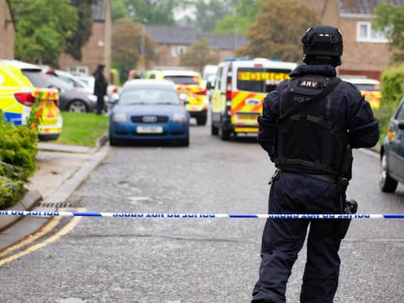Police at the scene in Bretton this morning. Photo: Terry Harris
