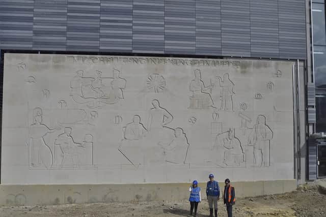 The unveiling of the mural at Fletton Quays