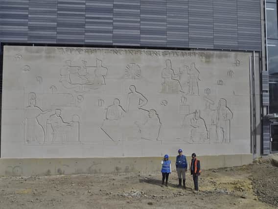 The unveiling of the mural at Fletton Quays