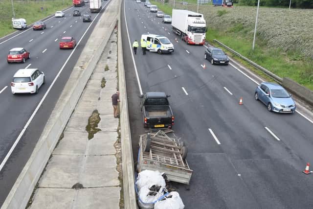 The scene of the crash on Fletton Parkway this evening