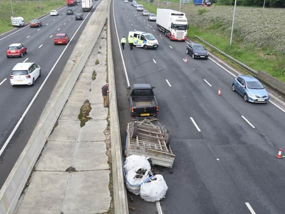The scene of the crash on Fletton Parkway this evening