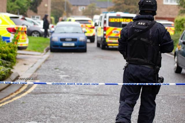 Armed police in Bretton on Friday. Photo: Terry Harris