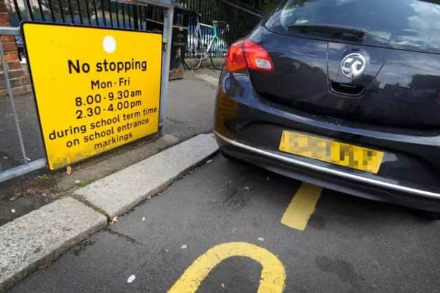 Parking outside a school in Peterborough