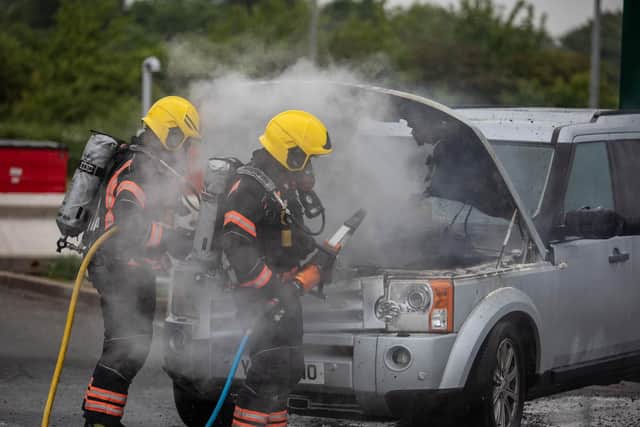 The scene of the car fire