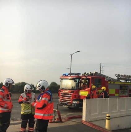The simulation flat rescue at Apex House. Photo: Cambridgeshire Fire and Rescue Service