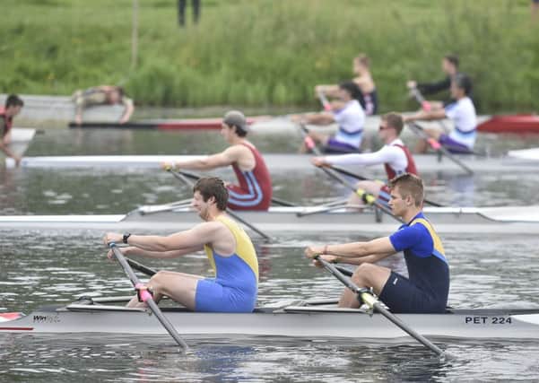 James Clark and Alex Totty of Peterborough City (near side) set off during the club's regatta at the weekend. Photo: David Lowndes.