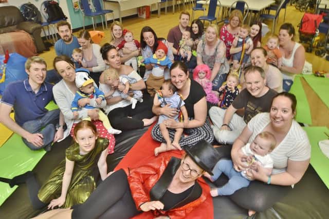 Laura Hall with parents and babies raising money for Tommy's EMN-180506-131447009