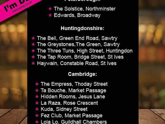 The venues offering free soft drinks