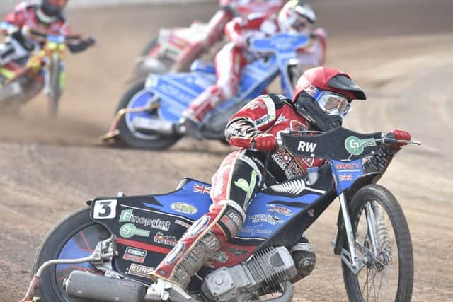 Bradley Wilson-Dean is out in front for Panthers in heat five of the win over Glasgow. Photo: David Lowndes.