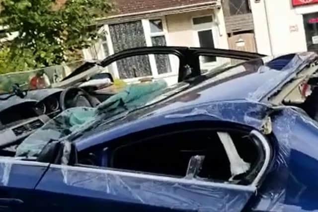One of the cars involved in the crash. Contributed photo.