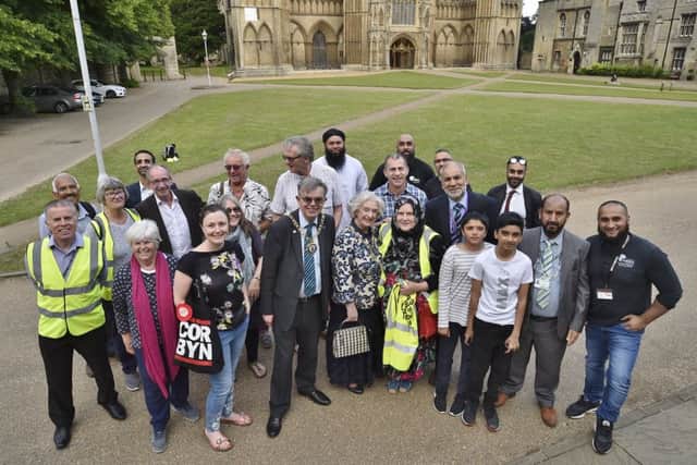 Charity walk from the Cathedral  organised by city councillors pictured with Mayor of Peterborough Coun. Chris Ash and Mayoress Doreen Roberts EMN-181206-124125009