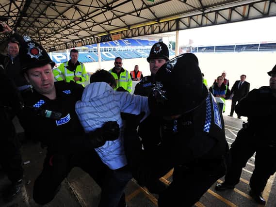 Police carry out a training exercise at Peterborough United
