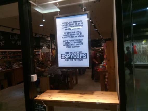 The poster in the window of Peterborough's Lush today