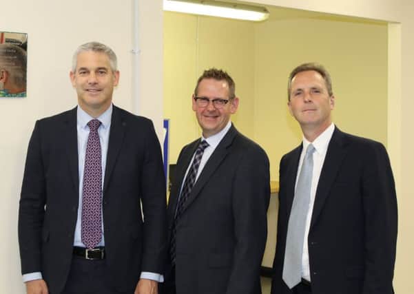 From left,  Stephen Barclay, MP for North East Cambridgeshire, David Pomfret , principal at CWA, Peter Simpson, CEO Anglian Water.