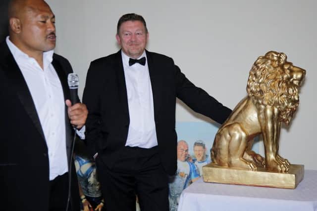 Lions head coach Vili Ma'asi (left) and club chairman Andy Moore. Picture: Mick Sutterby