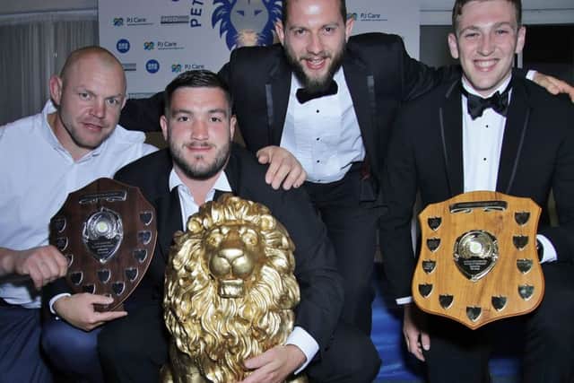 Peterborough Lions award winners were from the left Marius Andrijauskas, Jack Lewis, Tom Dougherty and Ashley Hill.