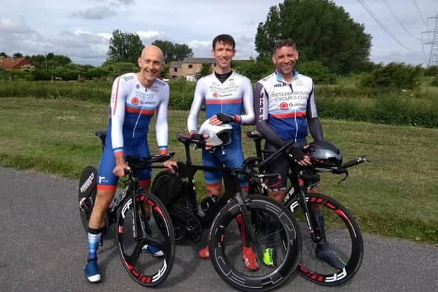 Peterborough Cycling Club riders (from the left) Kevin Hobbs, Paul Pardoe and Martin Atkinson.