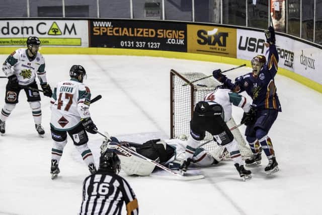 Harry Ferguson celebrates scoring for Edinburgh against Belfast.