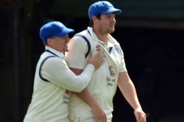An eight wicket haul for Colin Cheer of Bourne (right).