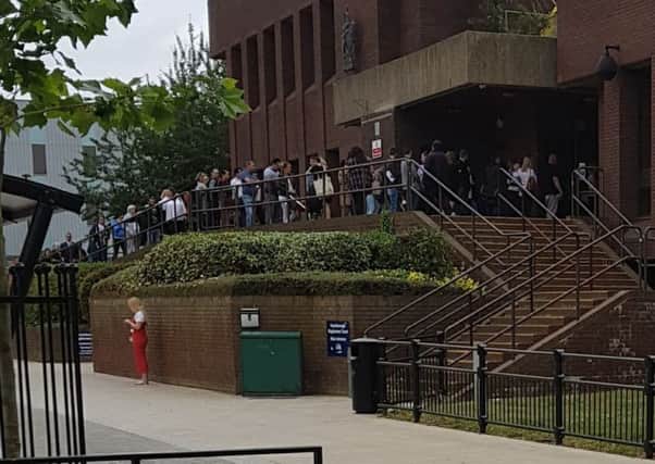 The queue outside the magistrates court