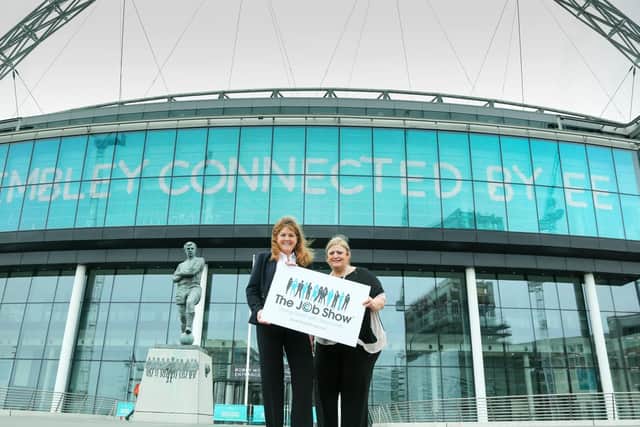 The Job Show's Caroline Connaughton and Victoria Clarke outside Wembley.