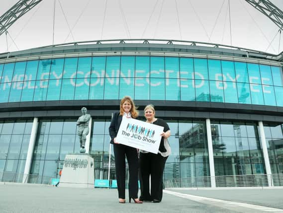 The Job Show's Caroline Connaughton and Victoria Clarke outside Wembley.