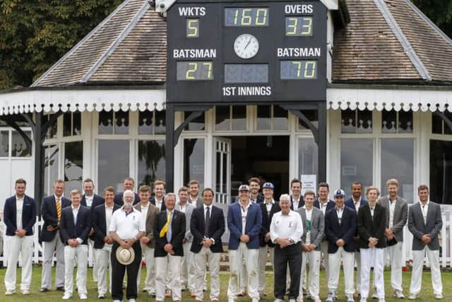 Teams line up in front of the historic Burghley Ppark pavilion.