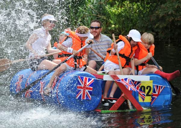 Deeping Raft Race 2017.  Action from the junior raft races EMN-170608-202228009