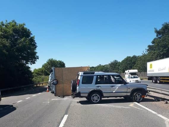 The scene of the crash on the A14. Photo: @roadpoliceBCH