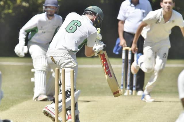 Castor's Mark Wheat is bowled during the game against Cambridge Granta. Picture: David Lowndes