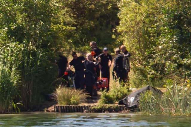 Police at Crown Lakes today. Photo: Terry Harris