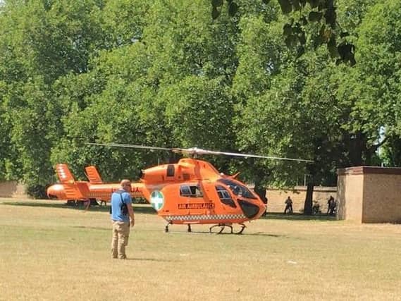 Magpas landed near Lincoln Road to attend the crash. Photo: @ScouseKev84