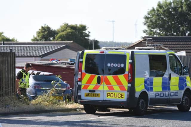 The scene of the crash in Peterborough this morning