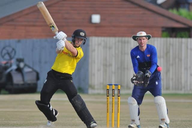 Alex Mitchell batting for Peterborough Town against Old Northamptonians.