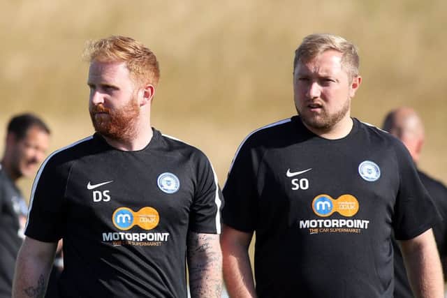 New Posh physio Danny Simm (left) and video analyst Sean O'Callaghan. Photo: Joe Dent/theposh.com.