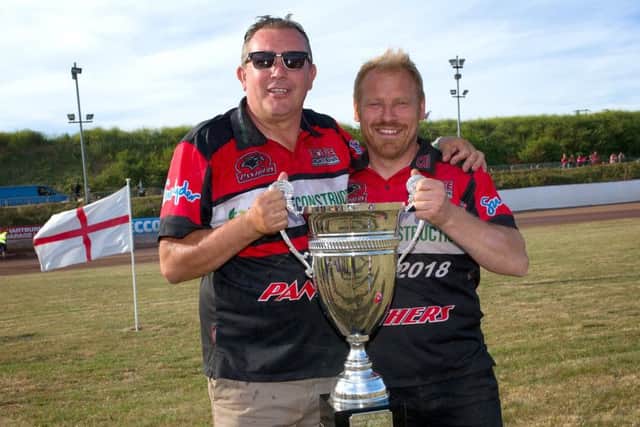 Ged Rathbone and Carl Johnson with the Fours trophy. Picture: Colin Poole