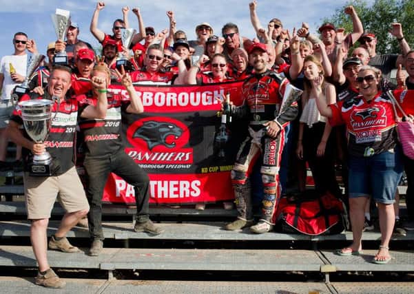 Panthers riders celebrate with their fans. Picture: Colin Poole