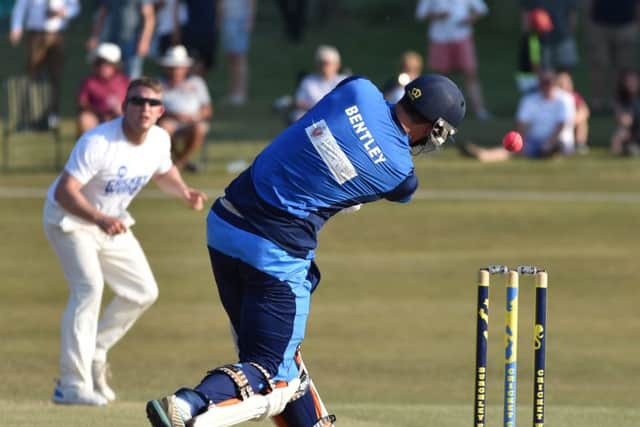 Rob Bentley hits out for Bourne in a Burghley Park sixes win over the host club. Photo: James Biggs Photography.