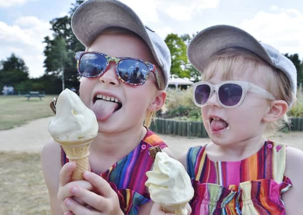 All Saints church summer fete at Itter Park.  Sasha and Jasmine Barnes with ice creams EMN-180707-182822009