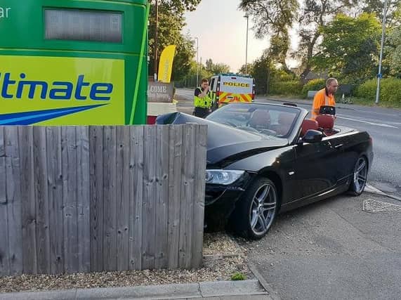 The scene of the crash in Yaxley on Sunday morning