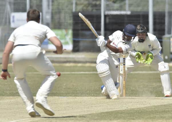 Danny Malik batting for Peterborough Town in the National Cup over High Wycombe.