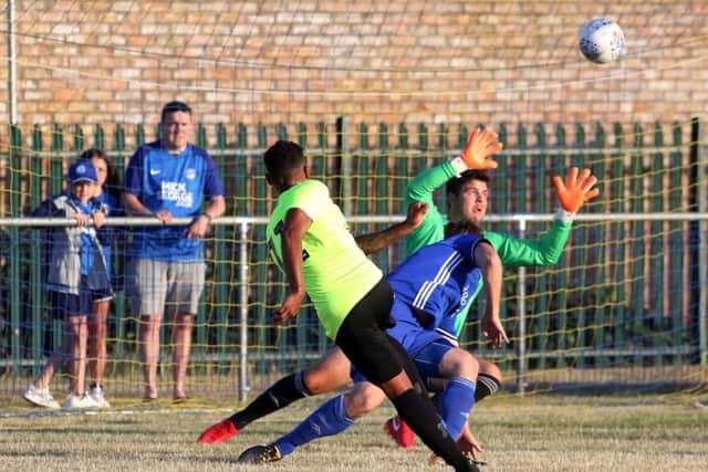 Tyler Denton scores for Posh at Peterborough Sports. Photo: Joe Dent/theposh.com.