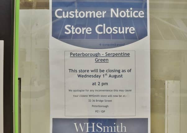 The closure notice at the WH Smith store in the Serpentine Green shopping centre. EMN-181107-151825009