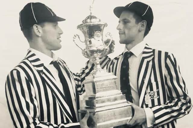 Adam Neill (left) and Sam Tuck with a Henley Trophy won 10 years ago.