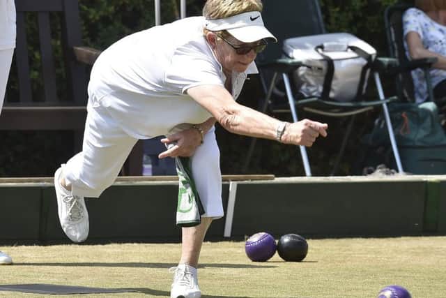 Kath Browning in the NBF County Secretary Singles Final at Whittlesey Manor. Photo: David Lowndes.