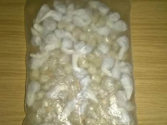 The bag of drugs recovered by police in Peterborough