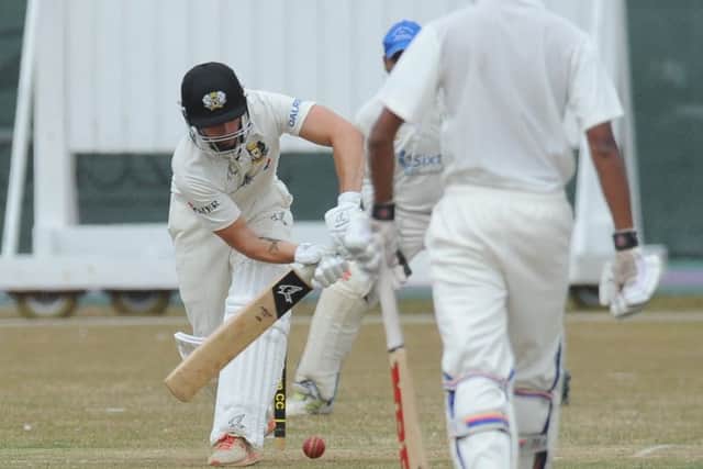 Chris Milner during his innings of 58 for Peterborough Town against King's Keys. Photo: David Lowndes.