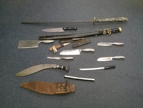 Knives handed in during a Cambridgeshire police amnesty