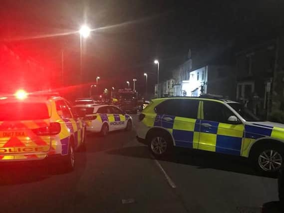 The scene in Eastfield Road in Peterborough in the early hours of Tuesday morning. Photo: @RWRfanclub