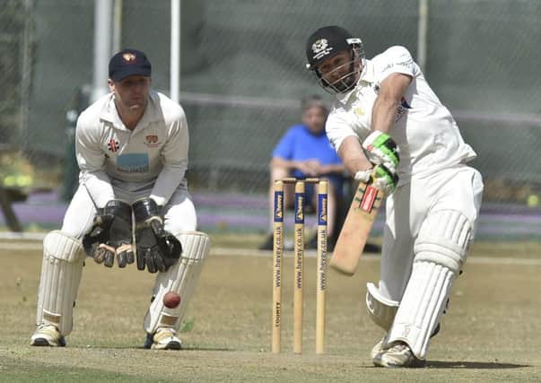 Jamie Smith batting for Peterborough Town against Old Northamptonians. Photo: David Lowndes.